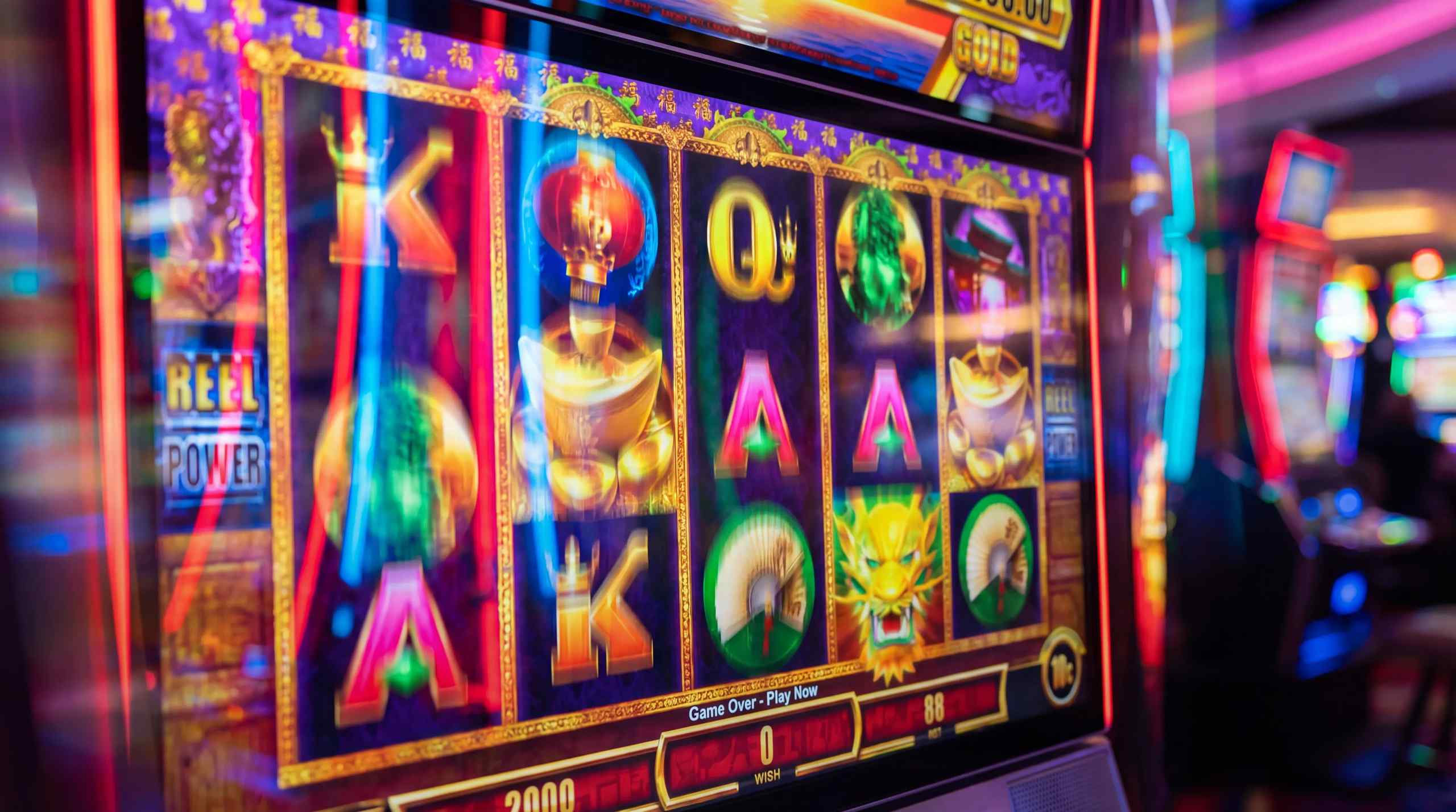 The screen of a slot machine.